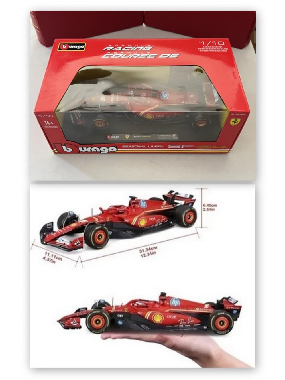2024 F1 Seasonal Livery 1-18 Scale Die-Cast Ferrari Race Car #16 Leclerc!
